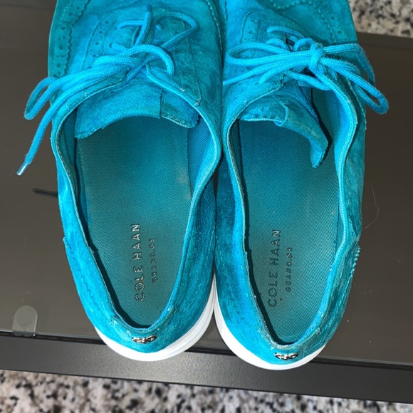 Cole Haan turquoise suede lace up oxfords - Picture 6 of 7